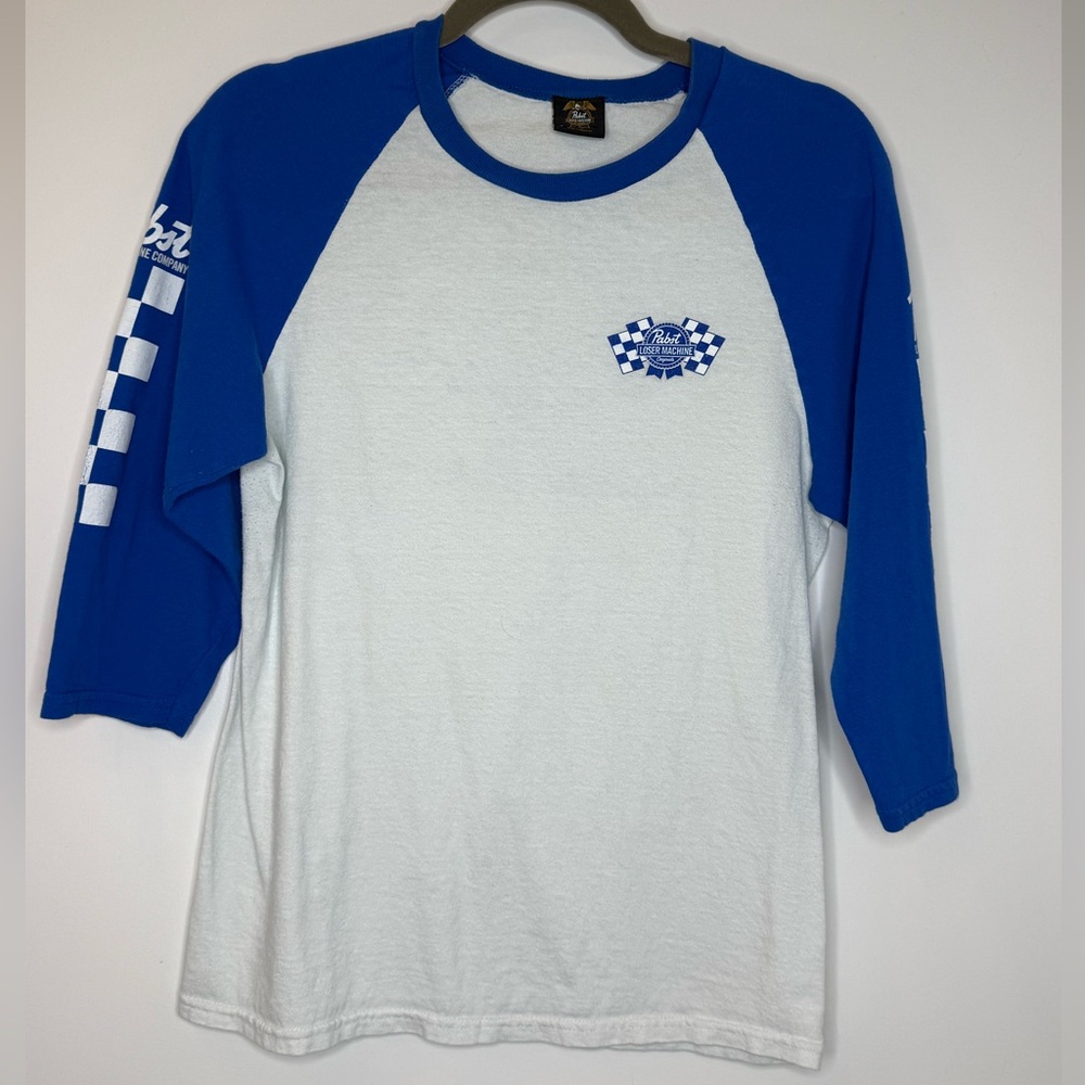 Loser Machine x Pabst Blue Ribbon Tee Beer Punk Biker Graphic Baseball Shirt S - Picture 2 of 3
